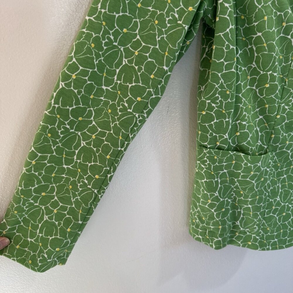 NWOT Talbots Blazer Jacket 1XP Petite Floral Green Yellow Cotton Stretch - Picture 4 of 10